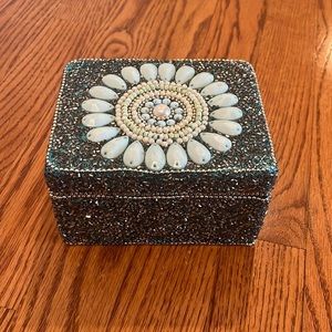 Made in India Blue/white jeweled jewelry box